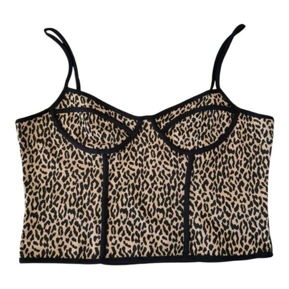ANTHROPOLOGIE Blue Tassel Leopard Corset Cami Top Size XL NEW - Picture 3 of 6